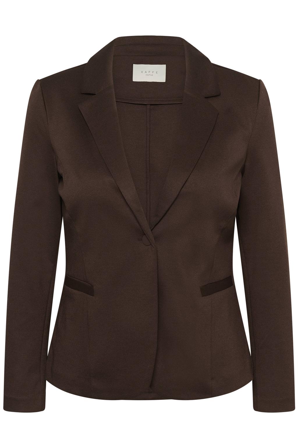 Donkerblauwe dames Kaffe Curve regular fit blazer Plus Size van polyester met effen en lange mouwen