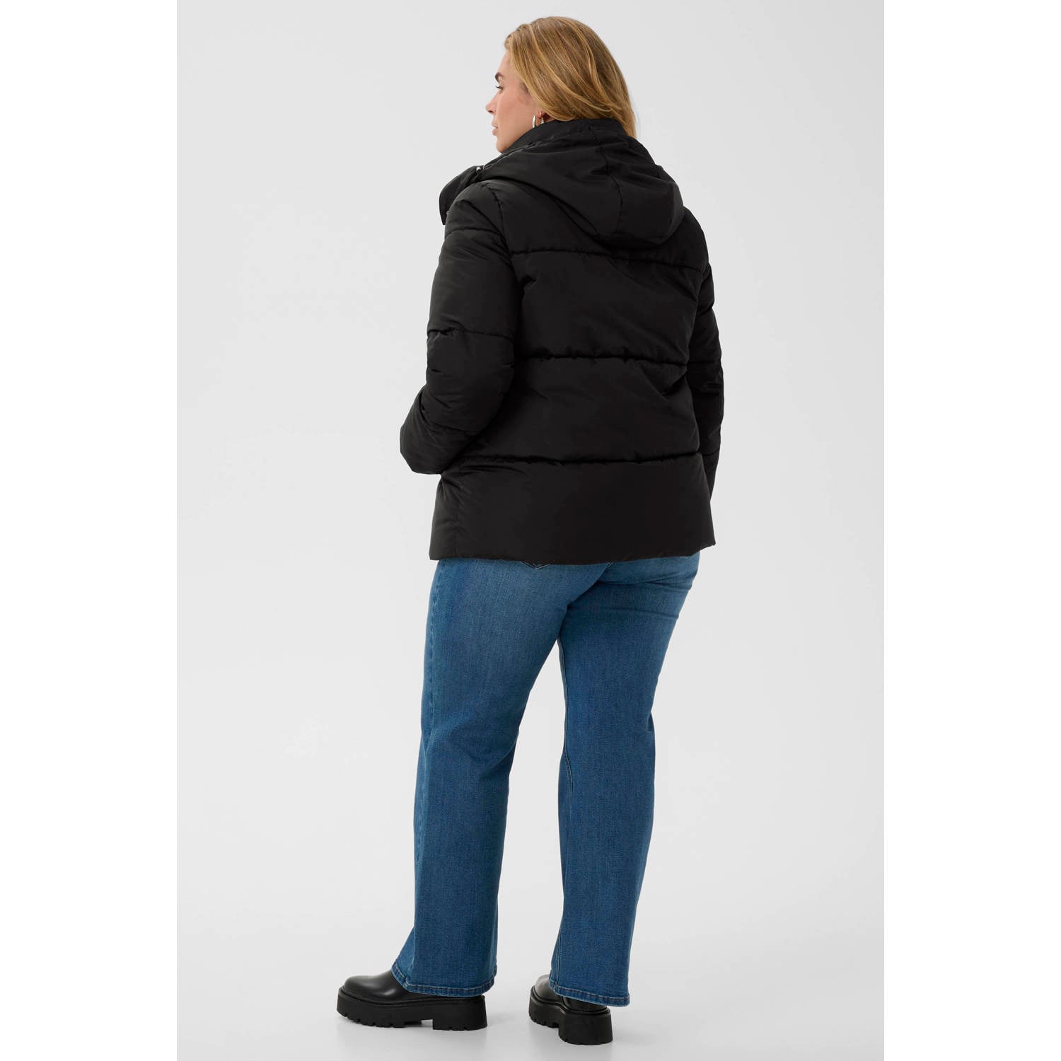 Kaffe Curve Plus Size winterjas zwart