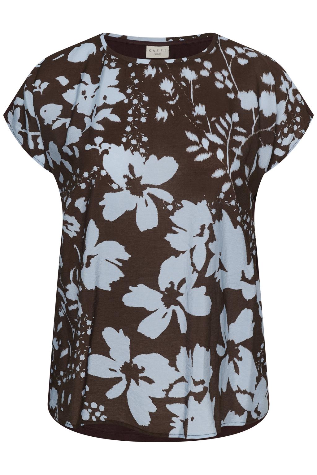 Kaffe Curve gebloemde blousetop Plus Size - bruin
