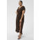 Kaffe Curve viscose midi jurk Plus Size - donkerbruin