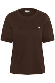 thumbnail: Kaffe Curve T-shirt met borduursels Plus Size - donkerbruin