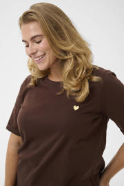 thumbnail: Kaffe Curve T-shirt met borduursels Plus Size - donkerbruin