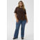 Kaffe Curve T-shirt met borduursels Plus Size - donkerbruin