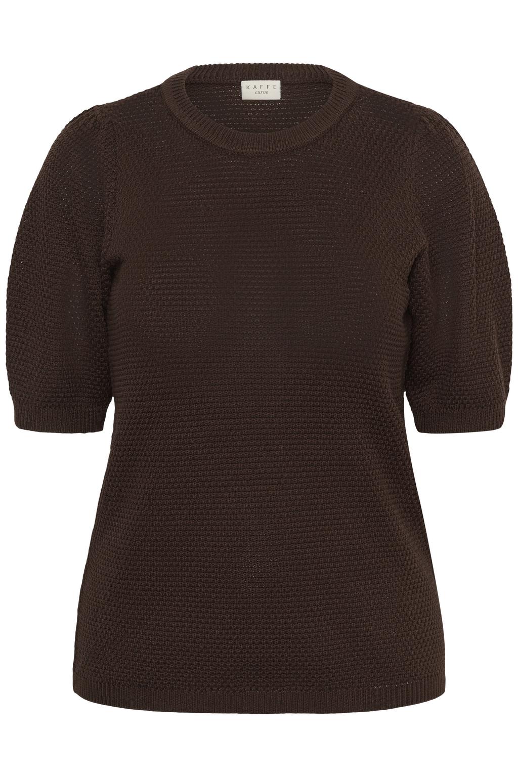Kaffe Curve gebreide trui Plus Size - donkerbruin