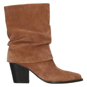 Kyra suède laarzen met blokhak - cognac