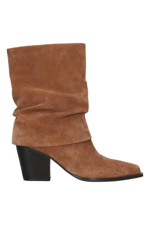 Kyra suède laarzen met blokhak - cognac