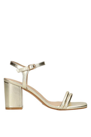 Emily imitatieleren sandalettes met blokhak - goud