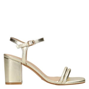 Emily imitatieleren sandalettes met blokhak - goud