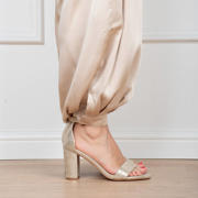 thumbnail: POSH by Poelman Laurie imitatieleren sandalettes met blokhak - goud