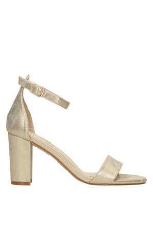 Laurie imitatieleren sandalettes met blokhak - goud
