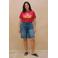 VERO MODA CURVE T-shirt met tekst - rood