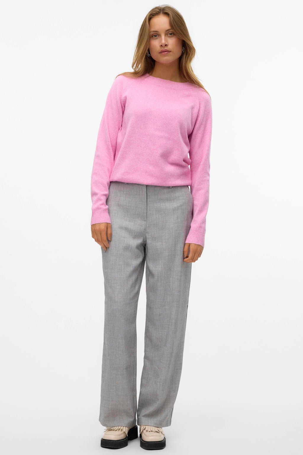 VERO MODA rechtvallende gebreide trui - roze