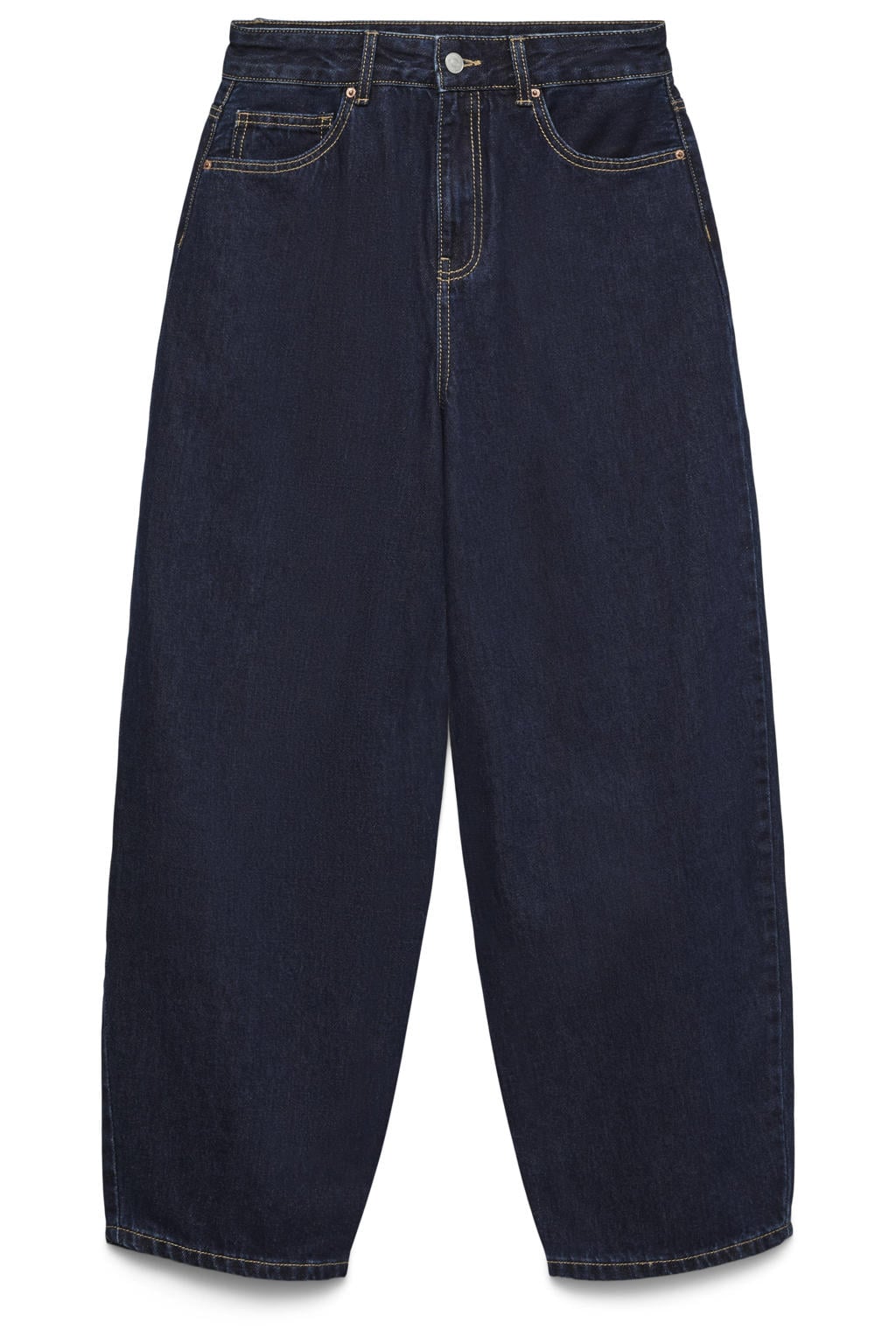 VERO MODA VMBILLIE high waist barrel jeans - donkerblauw