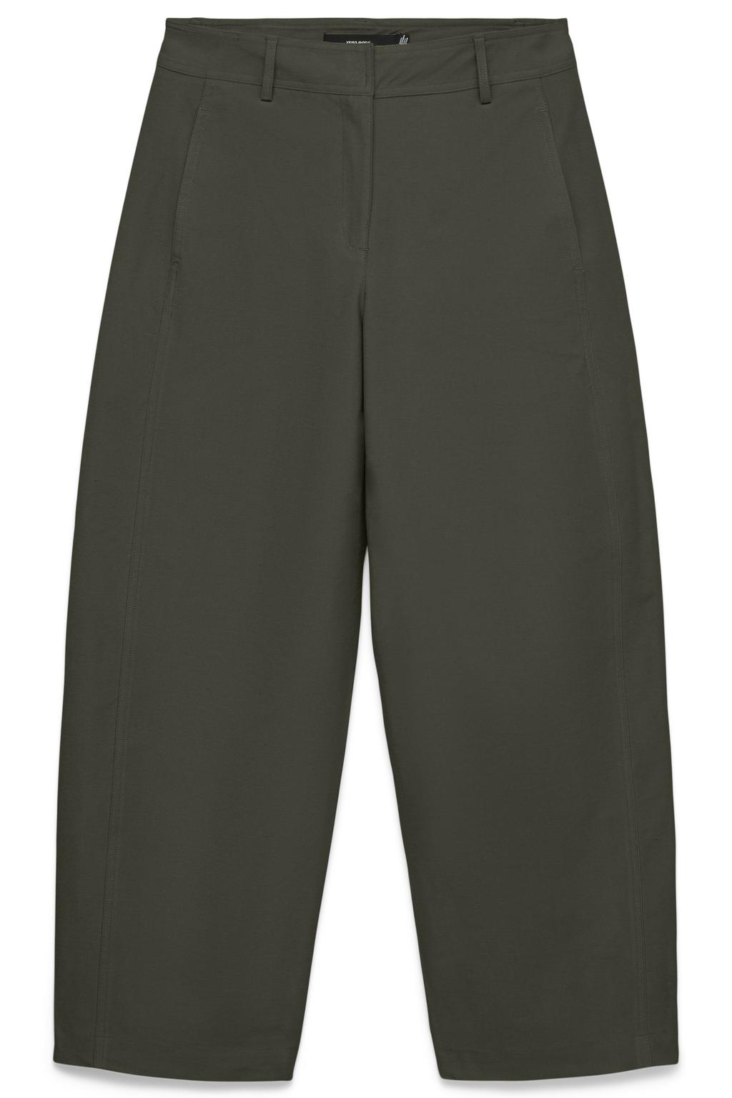 Donkergroene dames VERO MODA barrel casual broek van polyester met regular waist, rits- en haaksluiting en effen