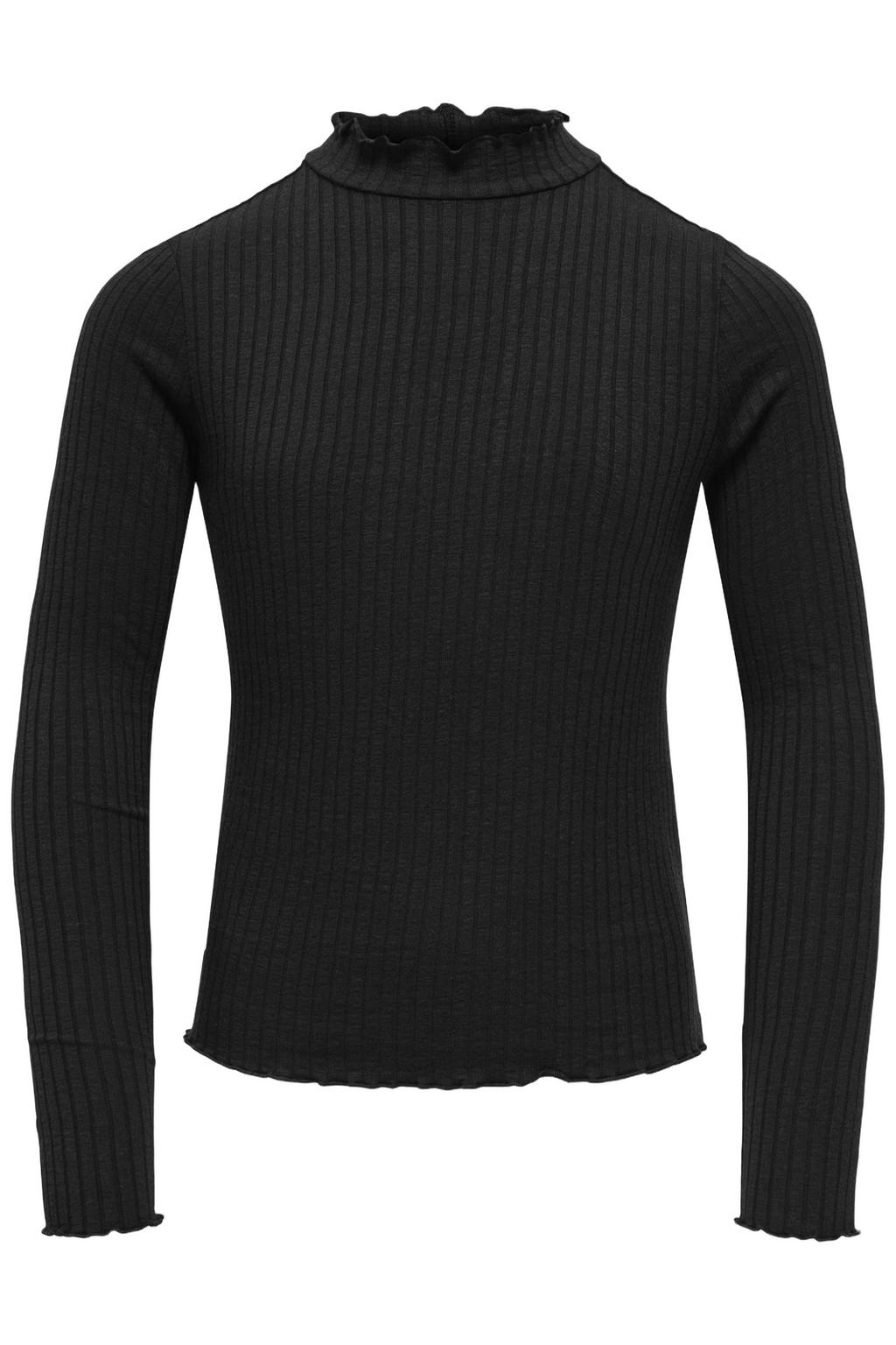 Zwarte meisjes KIDS ONLY GIRL longsleeve afwerking van viscose met lange mouwen en opstaande kraag