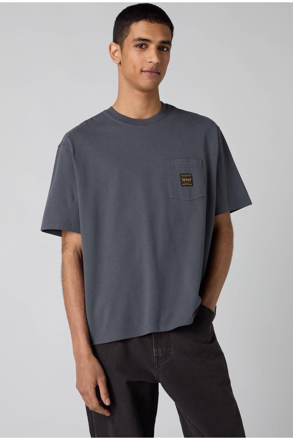 Antraciete heren Levi's relaxed fit T-shirt van katoen met effen, korte mouwen en ronde hals