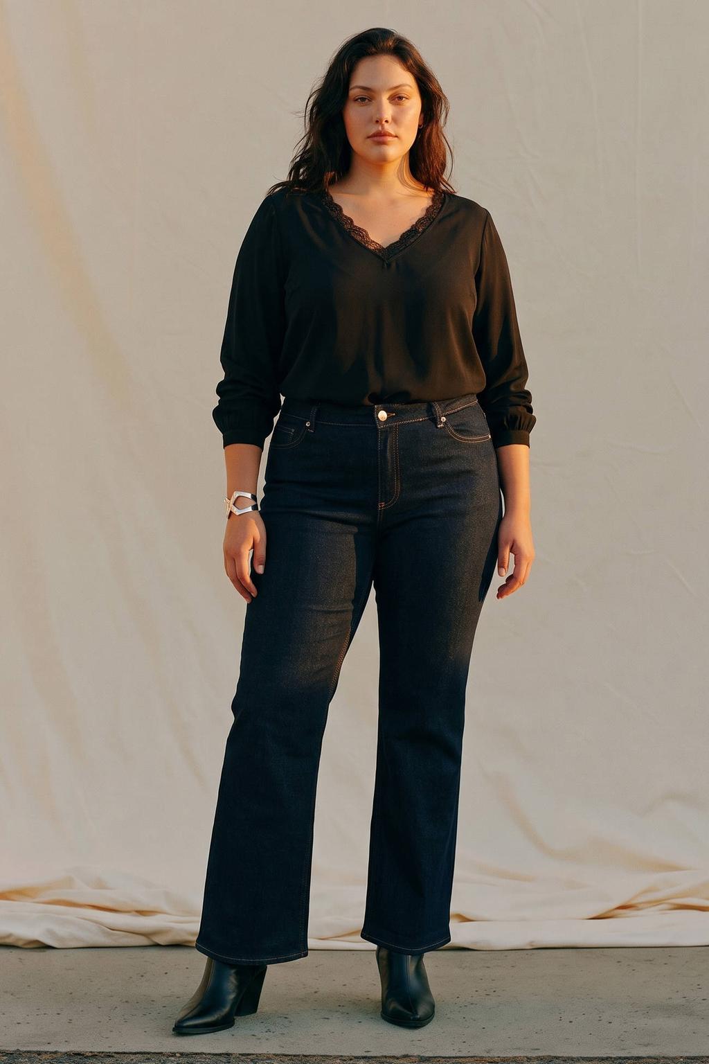 VERO MODA CURVE top Plus Size - zwart
