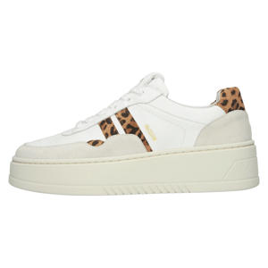 leren sneakers met plateauzool - wit/panter