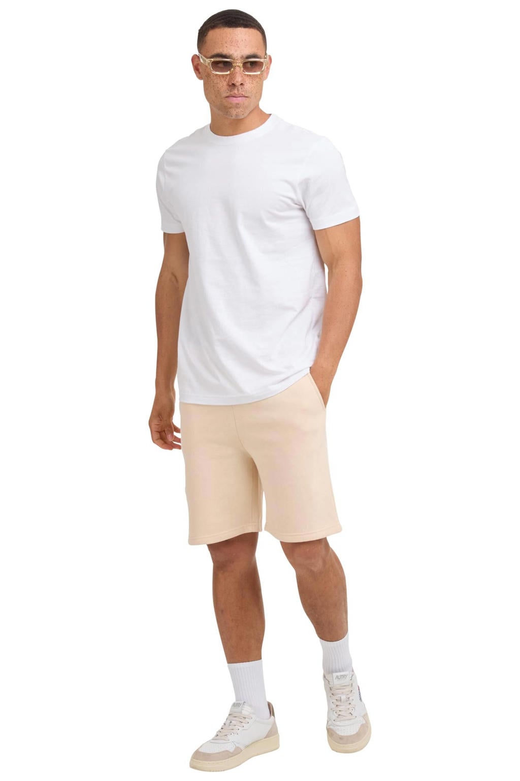 Urban Classics regular fit sweatshort - zand