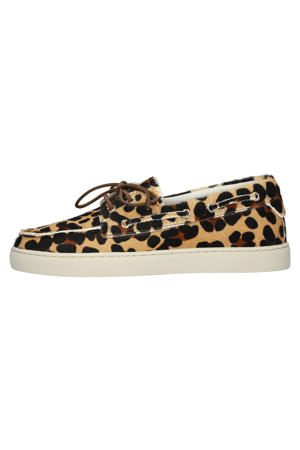 ZIRCON ASTER leren bootschoenen met panterprint - beige/zwart