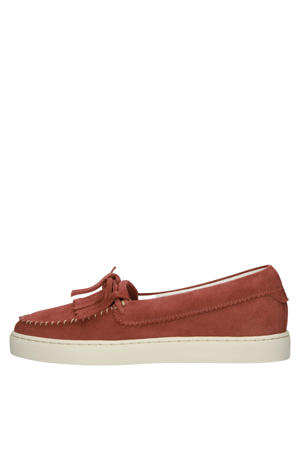 ZIRCON LYRA suède loafers met franjes - donkerrood