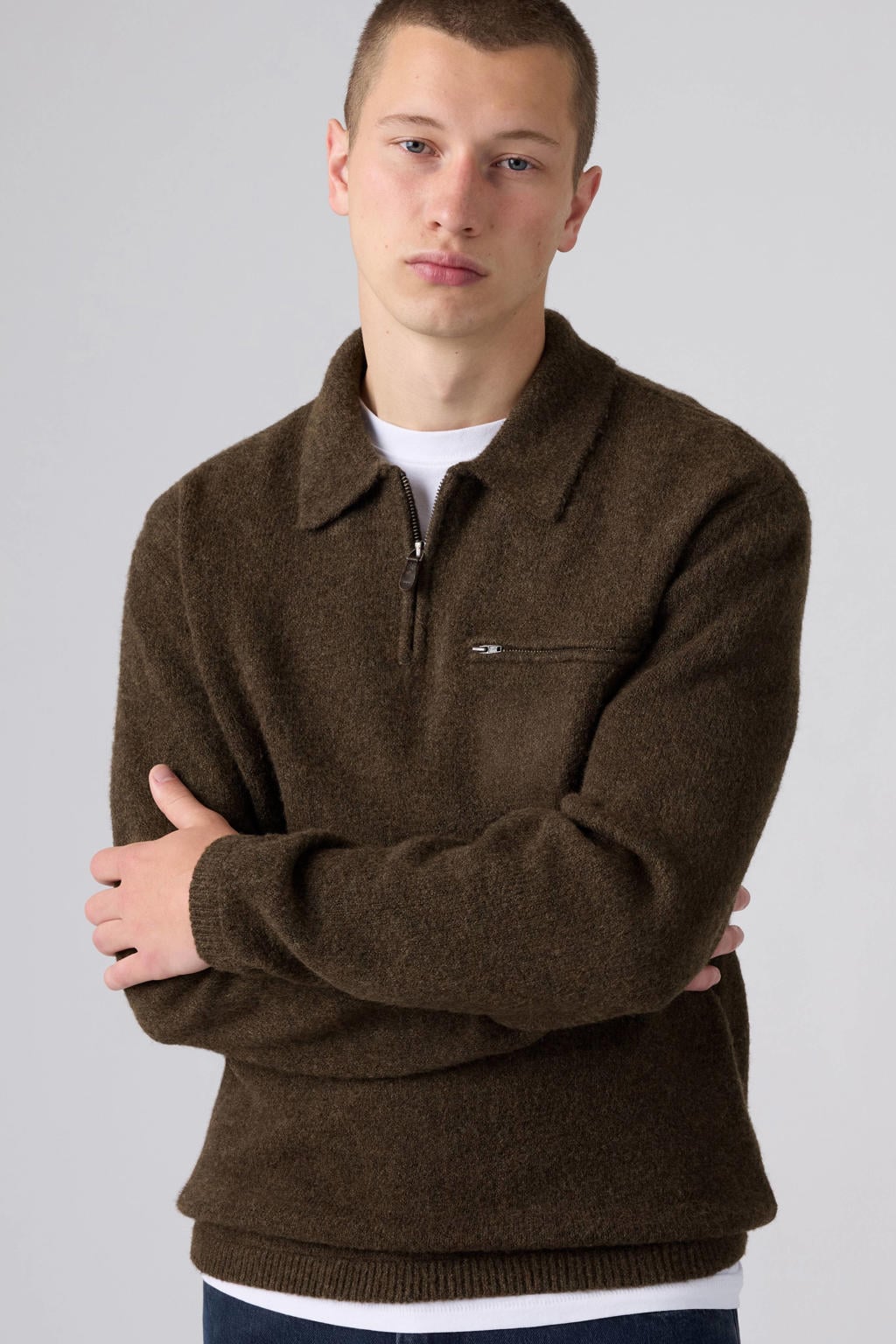 Levi's relaxed fit gebreide trui met wol - bruin