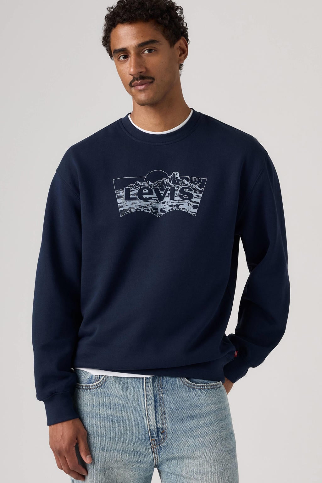 Levi's relaxed fit sweater met logo - donkerblauw
