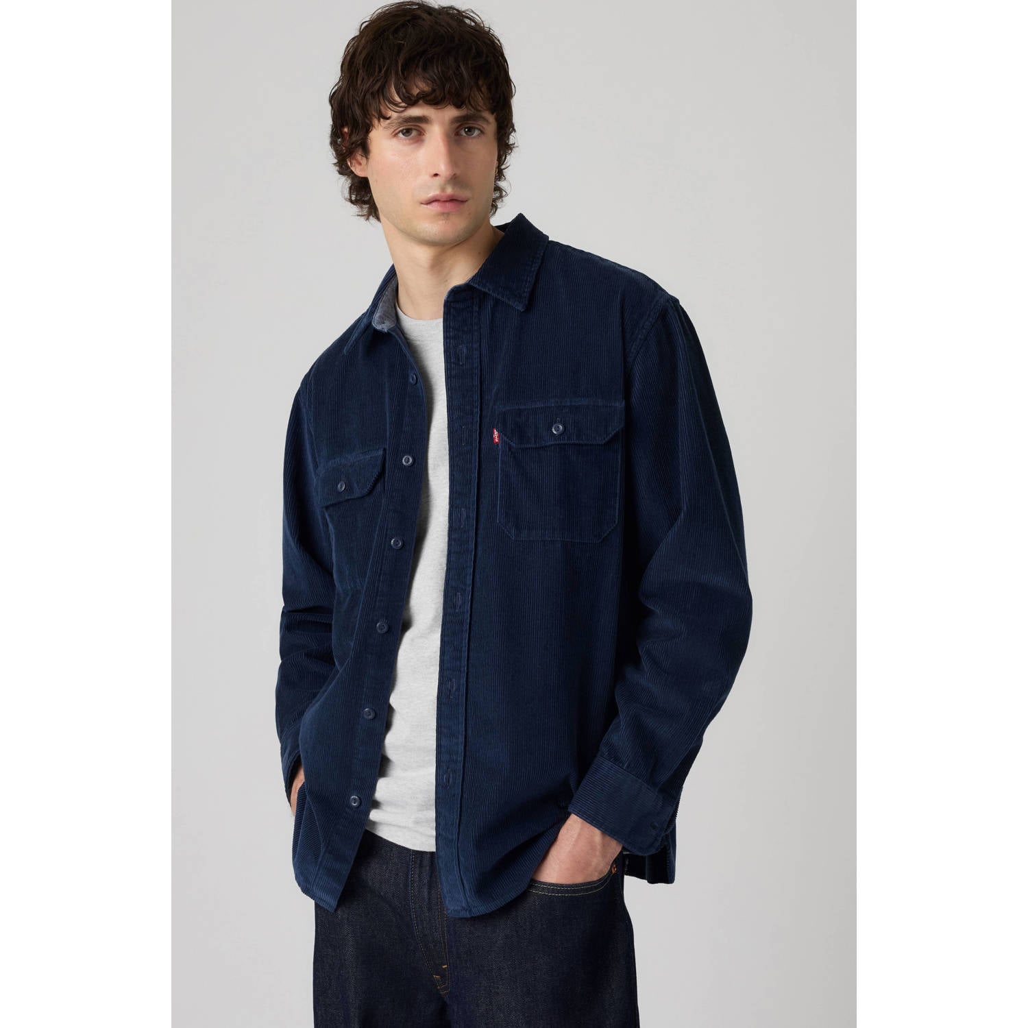 Levi's relaxed fit corduroy overshirt donkerblauw