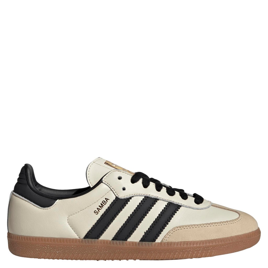 Beige en zwarte dames adidas Originals Samba leren sneakers - met veters