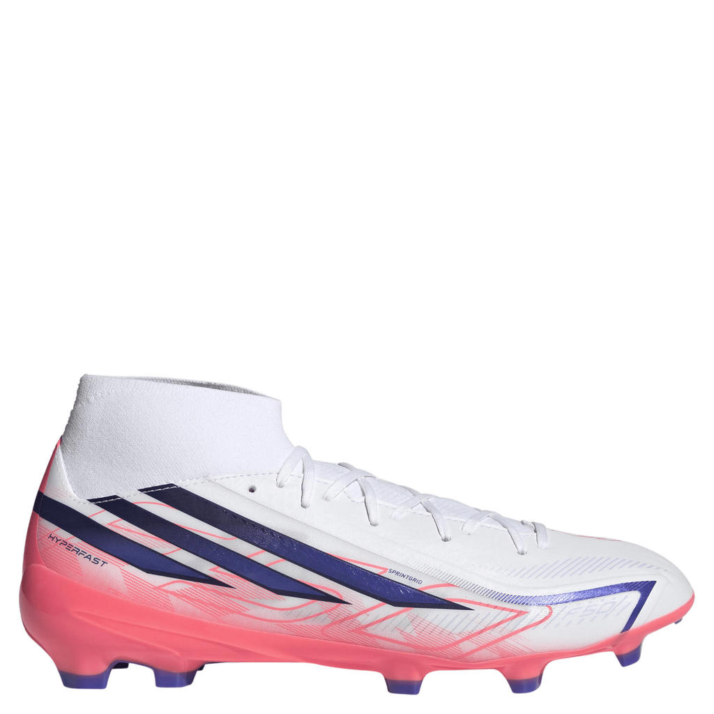 Roze en paarse unisex adidas Performance F50 Hyperfast League senior imitatieleren voetbalschoenen -