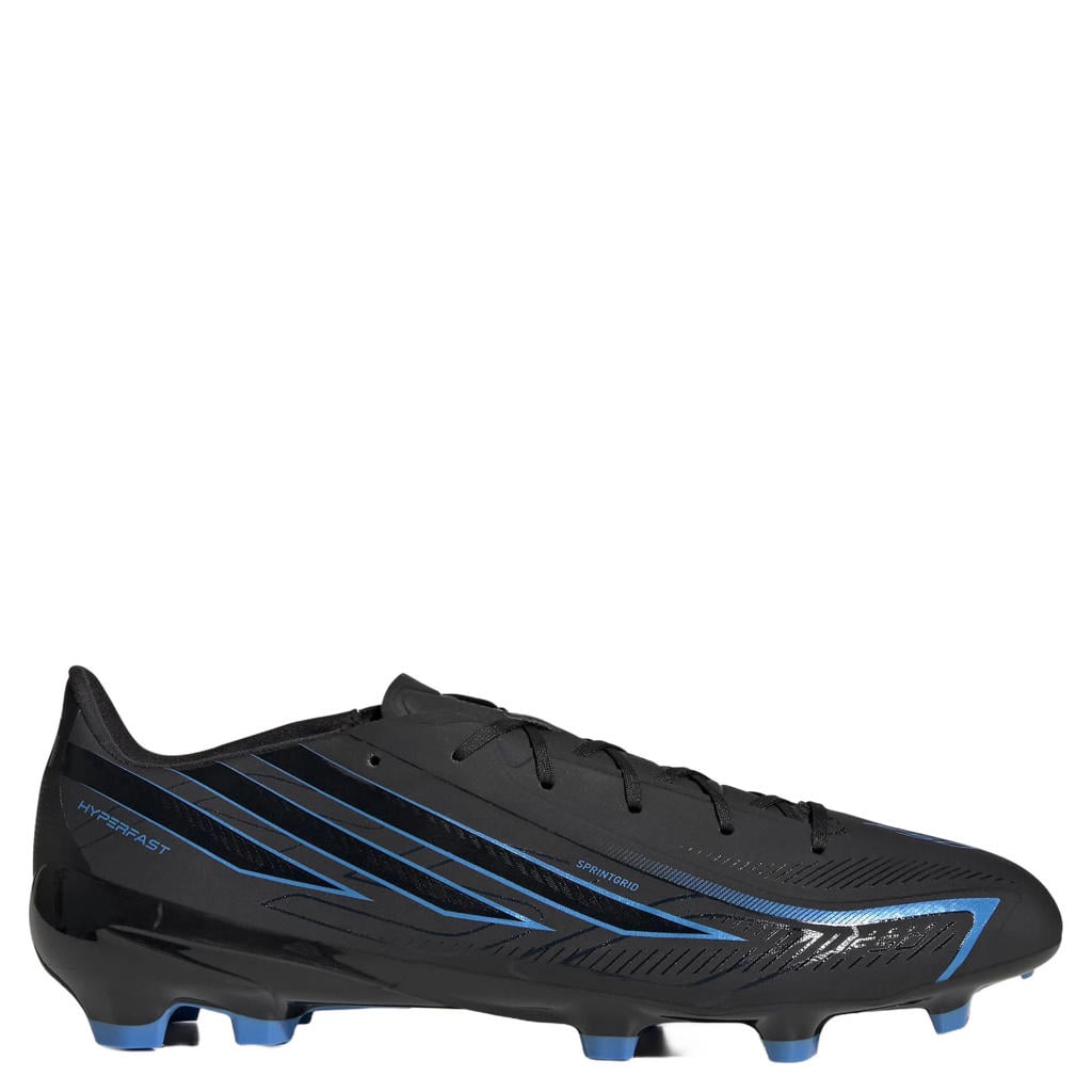 Zwart en blauwe unisex adidas Performance F50 Hyperfast League FG senior imitatieleren voetbalschoenen -
