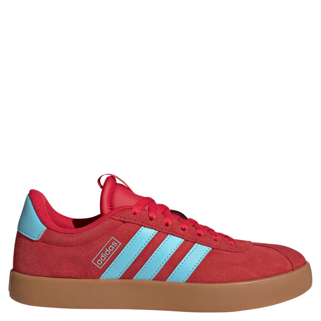 Rood en lichtblauwe dames adidas Sportswear VL Court leren sneakers - van suède met veters