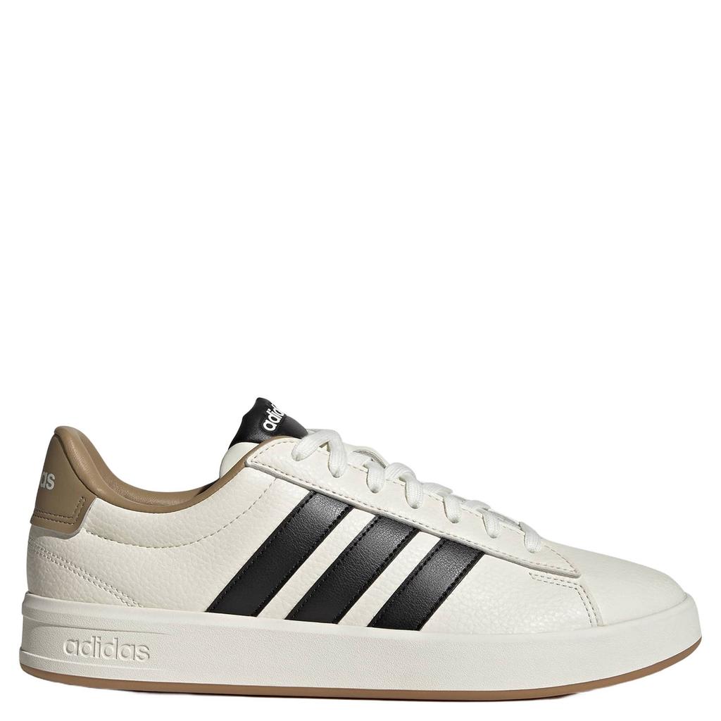 Ecru en zandkleurige heren adidas Sportswear Grand Court 3.0 imitatieleren sneakers - met veters