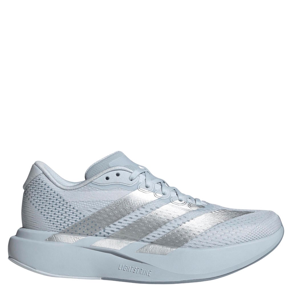 Lichtblauw en zilverkleurige dames adidas Performance Adizero Pacer mesh hardloopschoenen - grijs met veters
