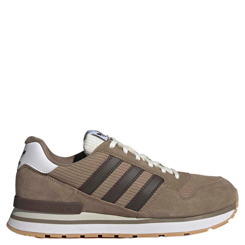 Bruin en donkerblauwe unisex adidas Originals ZX 500 sneakers - van mesh-suède/voering: mesh/voetbed: eva met veters