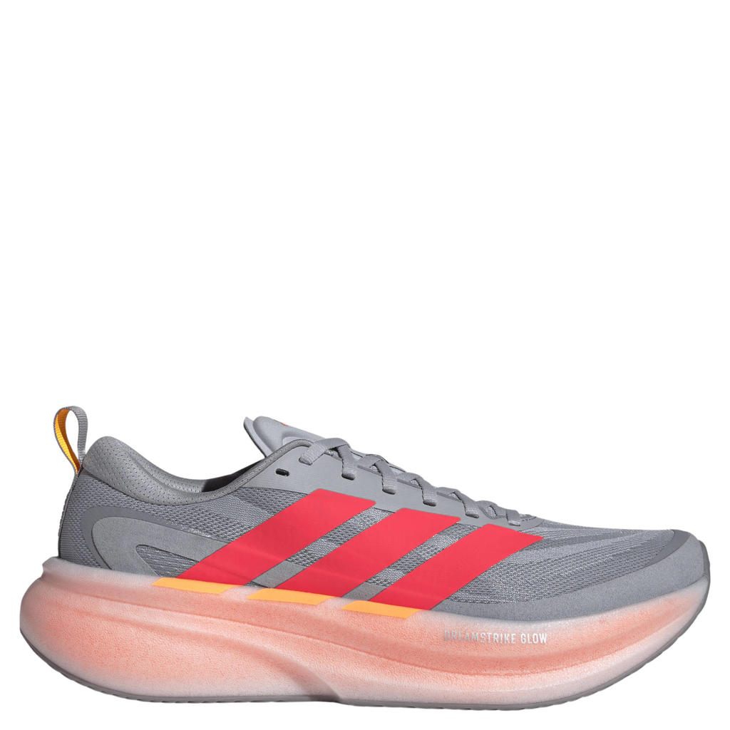 Grijs en rode heren adidas Performance Supernova hardloopschoenen - van mesh-pu/voering: mesh/voetbed: eva met elastische veters