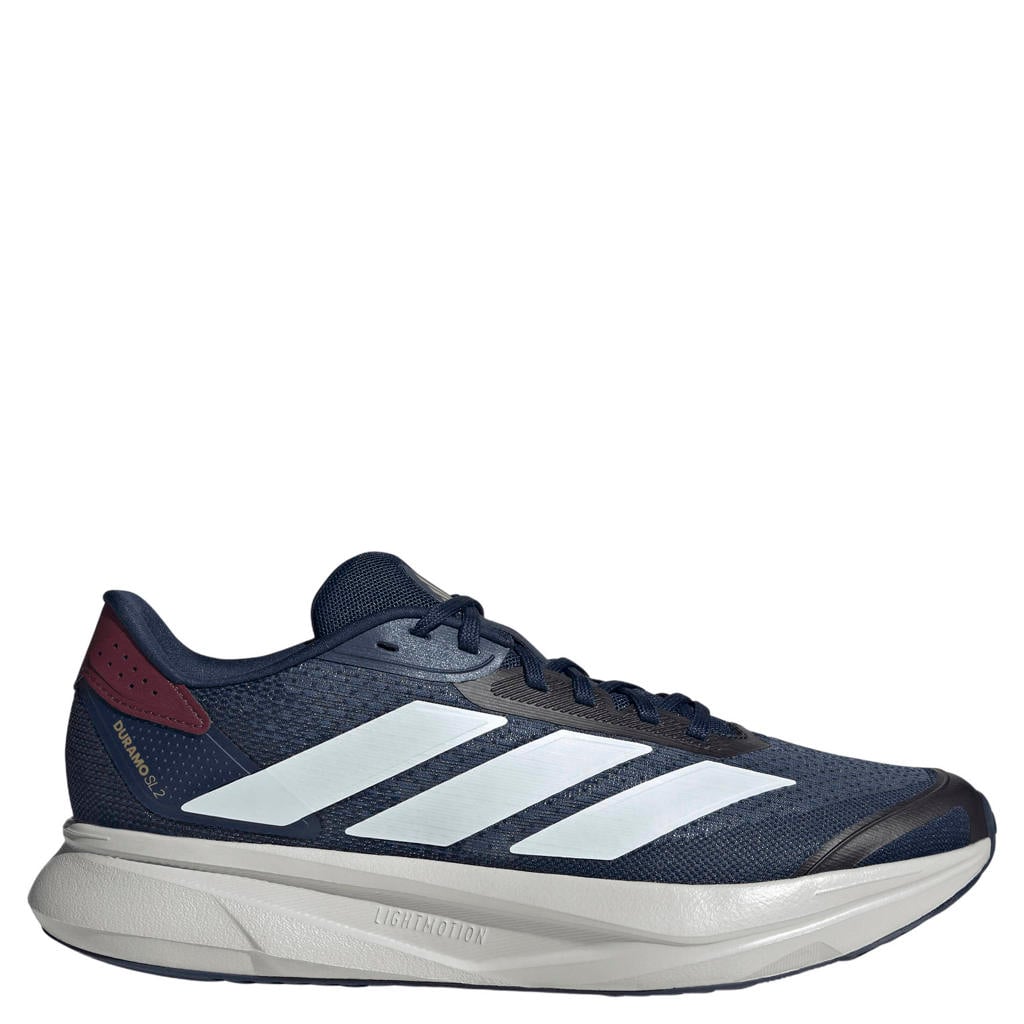 Donkerblauw en ecru heren adidas Performance Duramo hardloopschoenen - van mesh-pu/voering: mesh/voetbed: eva met veters
