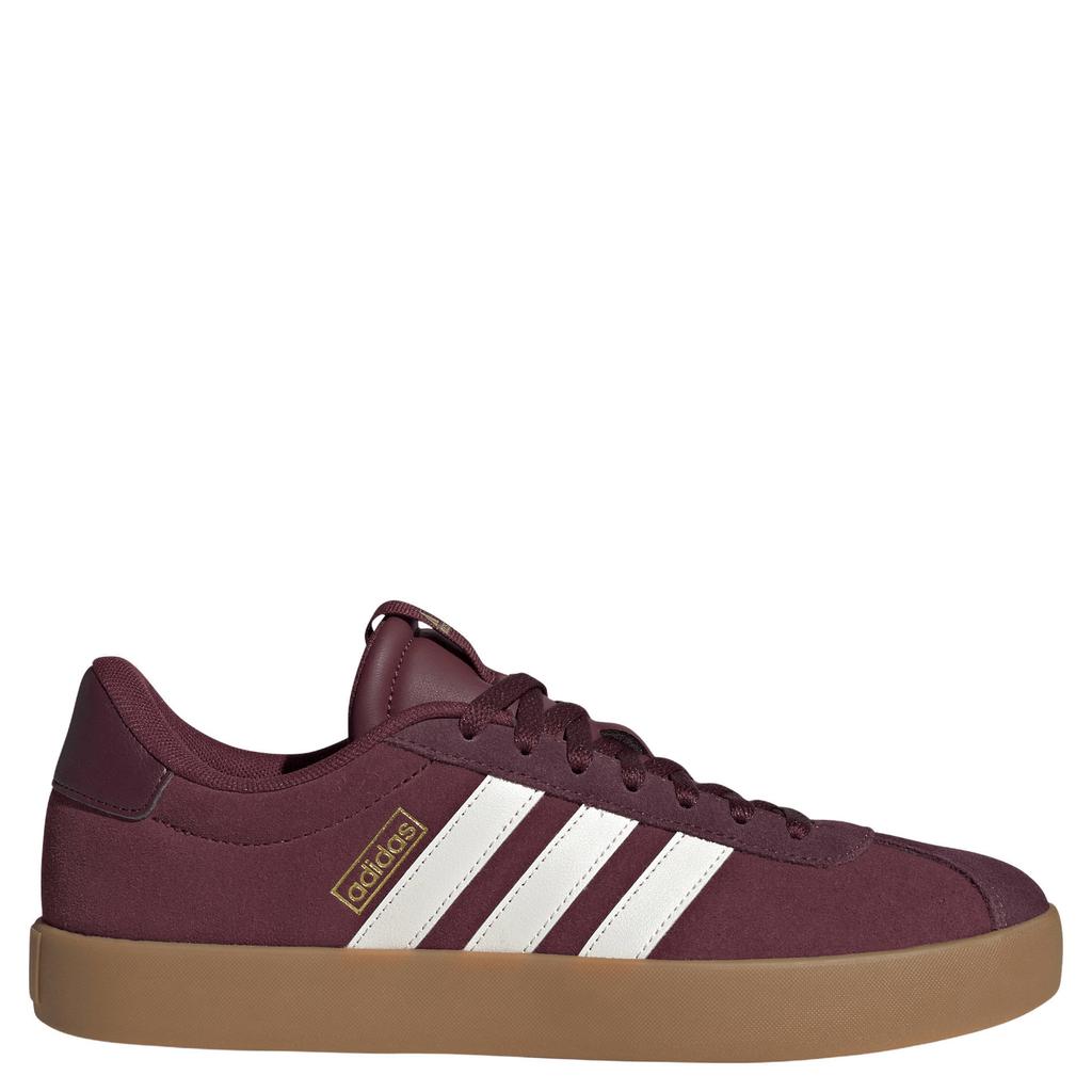Donkerrood en witte heren adidas Sportswear VL Court 3.0 suede sneakers met veters