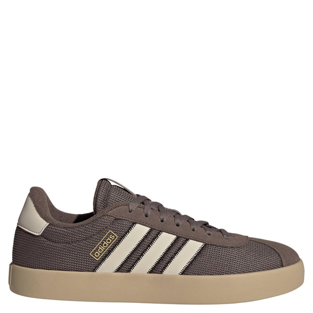 Bruin en zandkleurige heren adidas Sportswear VL Court leren sneakers - van suède met veters