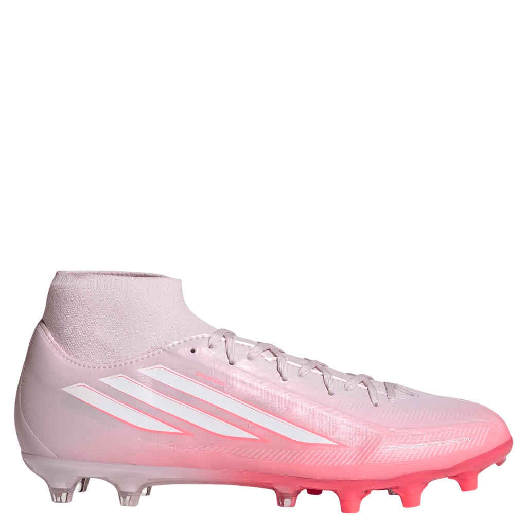 Roze en witte dames adidas Performance F50 Sprakfusion League FG AG senior imitatieleren voetbalschoenen -