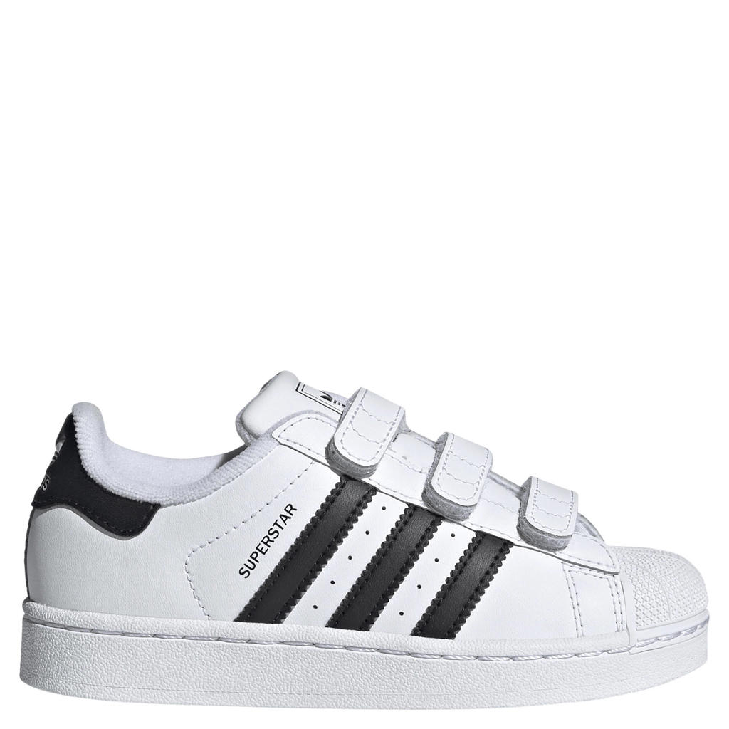Wit en zwarte jongens en meisjes adidas Originals SUPERSTAR II sneakers - van imitatieleer-leer/voering: mesh/voetbed: eva met klittenband