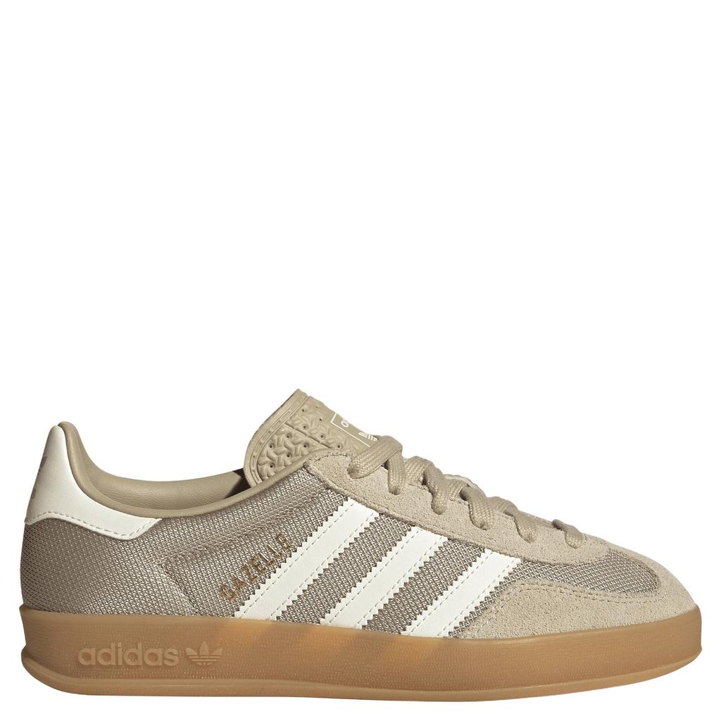 Zand en witte jongens en meisjes adidas Originals Gazelle suède sneakers - met veters