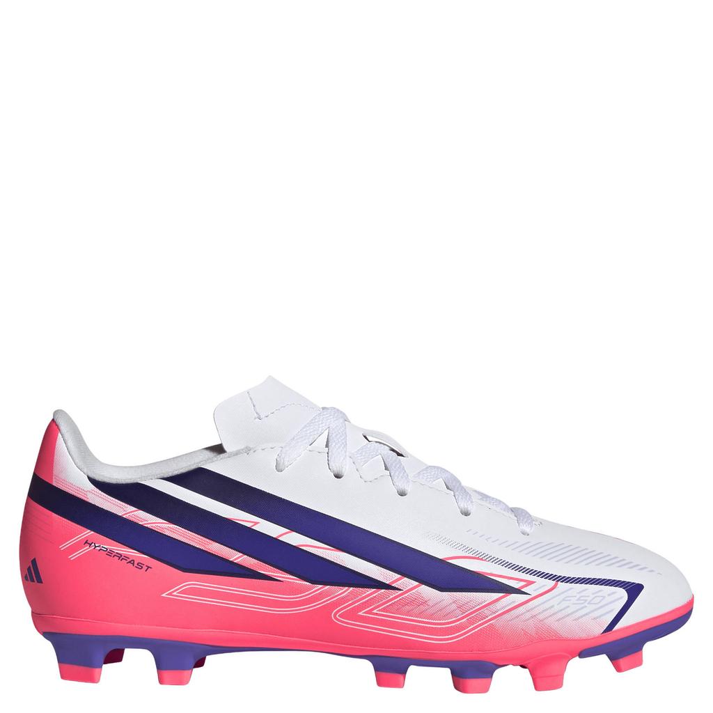 Roze en paarse jongens en meisjes adidas Performance F50 Hyperfast Club junior imitatieleren voetbalschoenen -