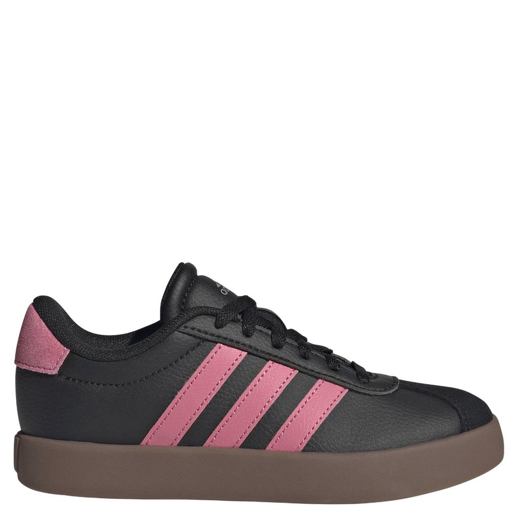 Zwart en roze jongens en meisjes adidas Sportswear VL Court leren sneakers - van suède met veters