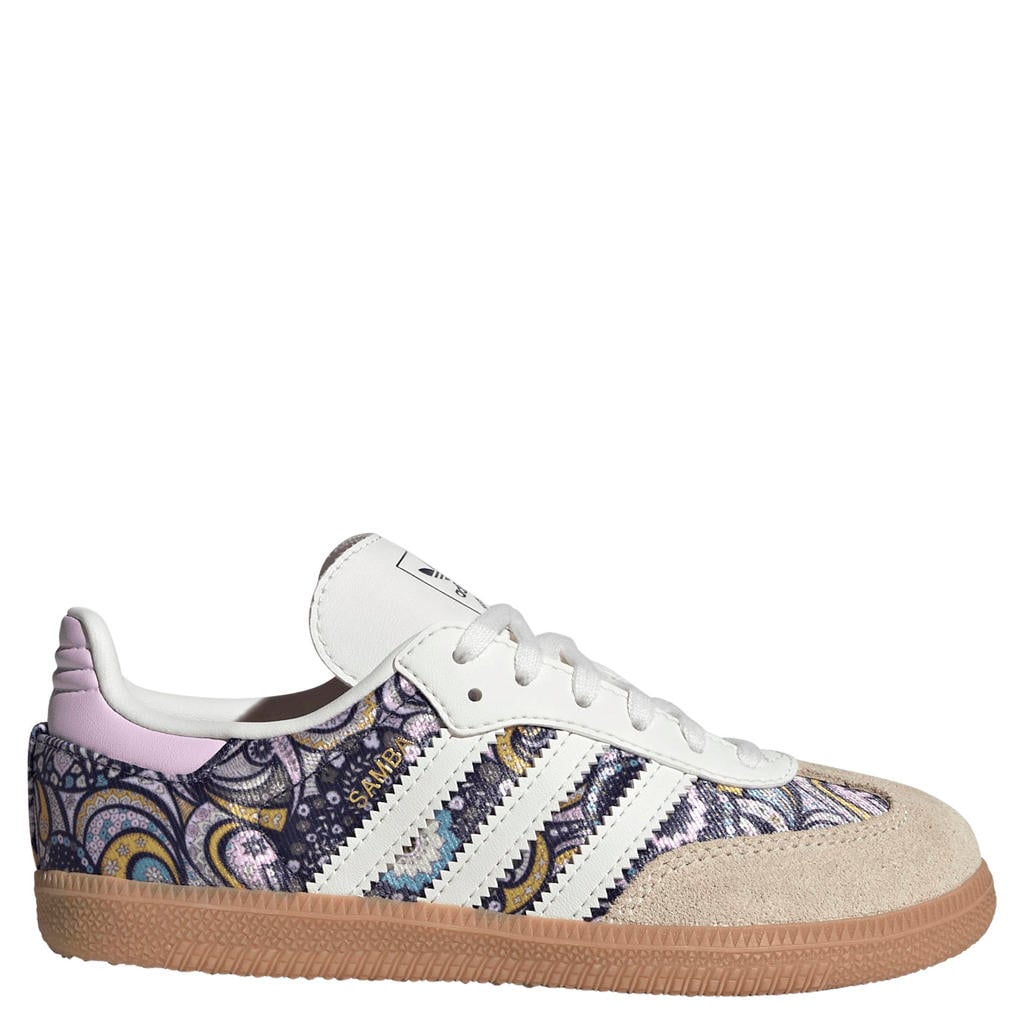 Wit en lichtroze jongens en meisjes adidas Originals Samba OG Lib erty leren sneakers - met veters
