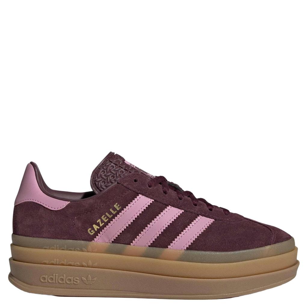 Bruin en roze jongens en meisjes adidas Originals Gazelle Bold leren sneakers - met veters