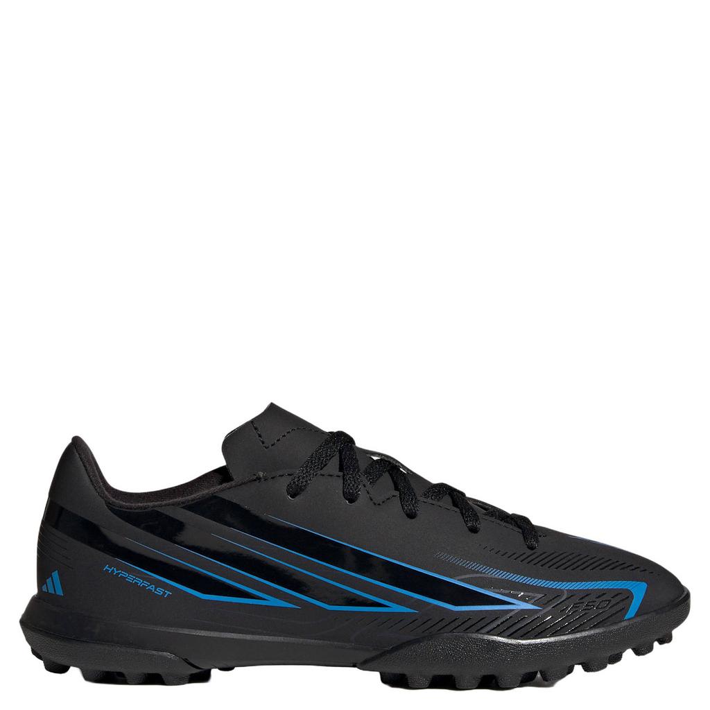 Zwart en blauwe jongens en meisjes adidas Performance F50 Hyperfast Club junior voetbalschoenen - van imitatieleer/voering: mesh/voetbed: eva