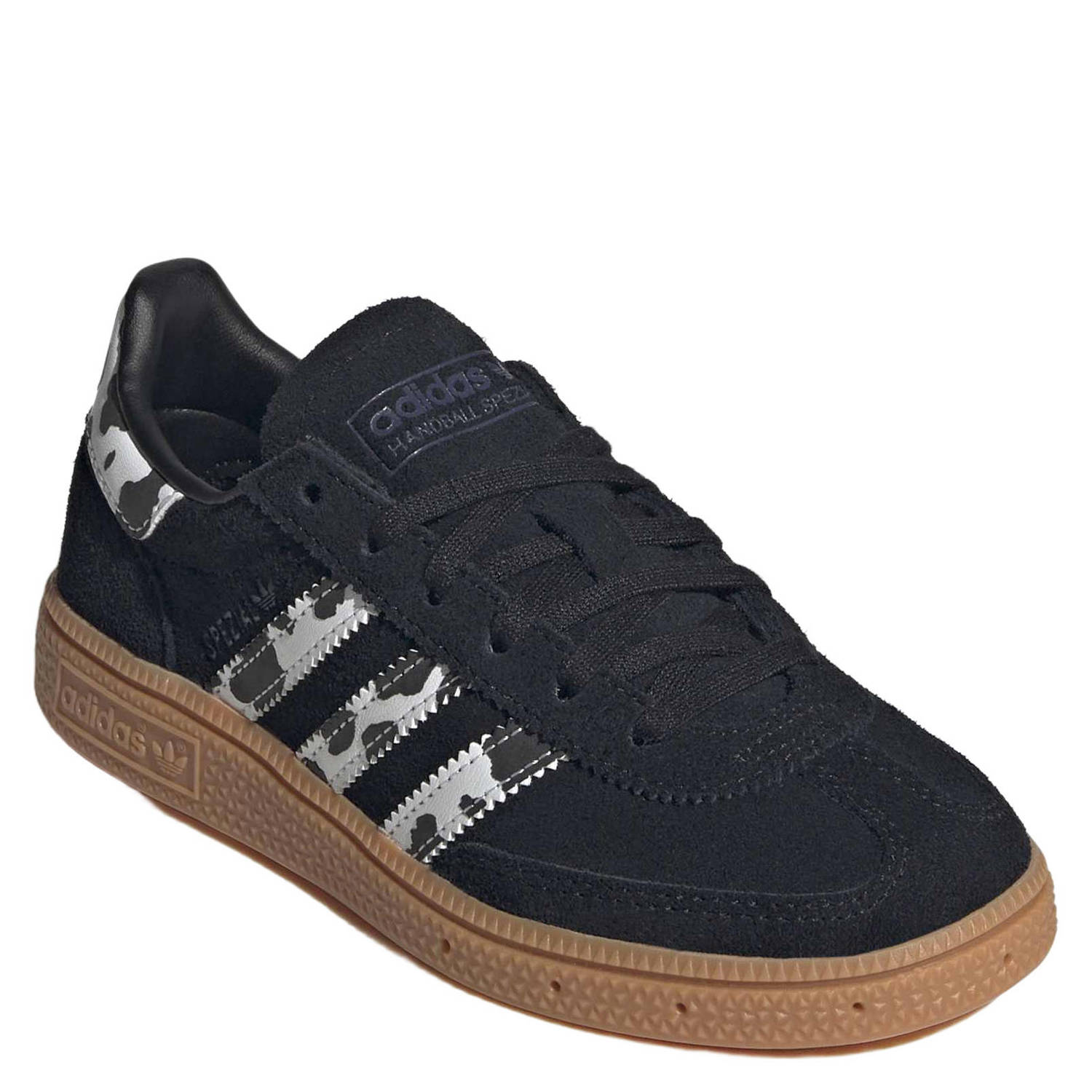 adidas Originals Handbal Spezial suède sneakers met koeienprint zwart wit