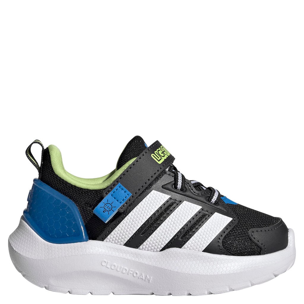 Zwart, wit, blauw en groene jongens en meisjes adidas Sportswear Lightorama sneakers - met elastische veter- met klittenbandsluiting