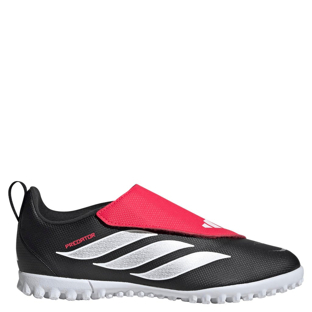 Zwart, wit en rode jongens en meisjes adidas Performance Predator Club junior imitatieleren voetbalschoenen - van pu/voering: textiel/voetbed: eva met klittenband